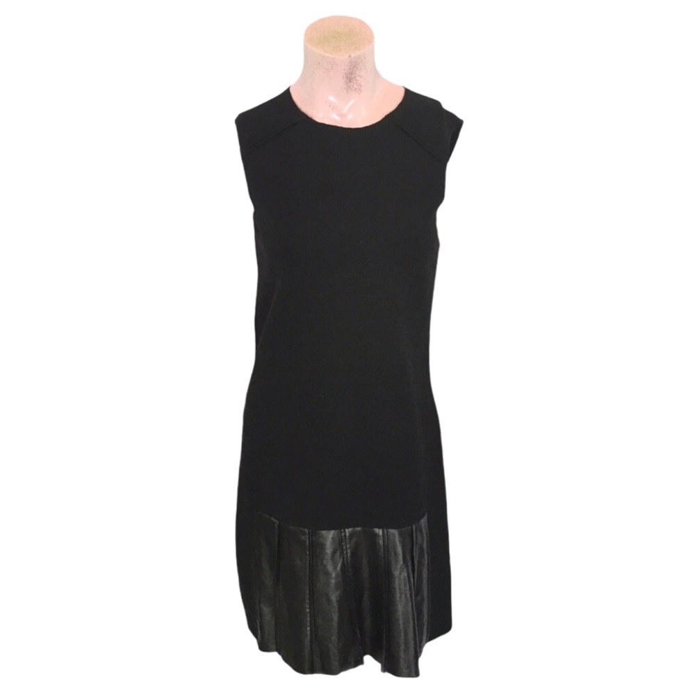 Derek Lam Black 10 Crosby Faux Leather Pleated Dress Size 4